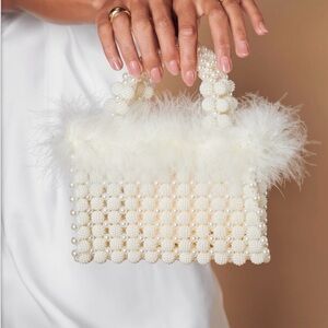 Elegant Pearl and Fur Handbag